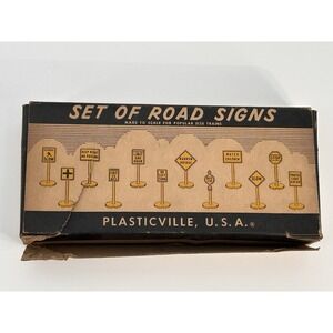 Vintage Plasticville Set Of 12 Road Signs 12A O & S Gauge w box